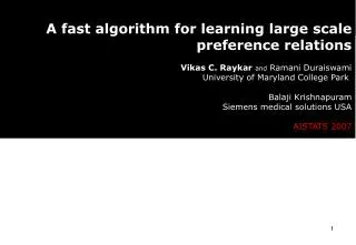 A fast algorithm for learning large scale preference relations
