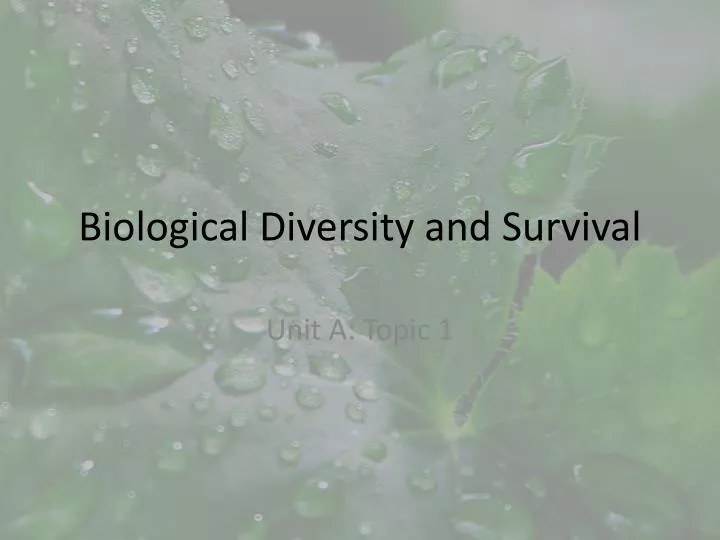 biological diversity and survival