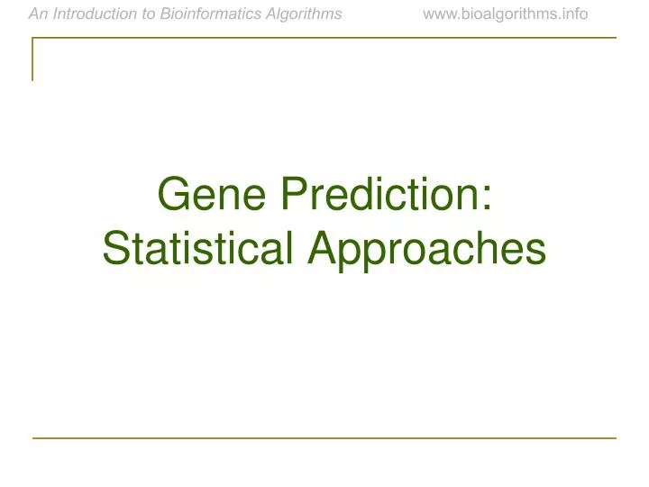 gene prediction statistical approaches