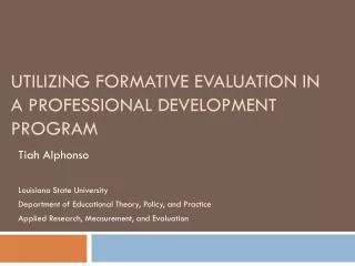 Utilizing Formative Evaluation in a Professional Development Program