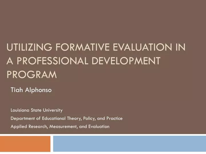 utilizing formative evaluation in a professional development program