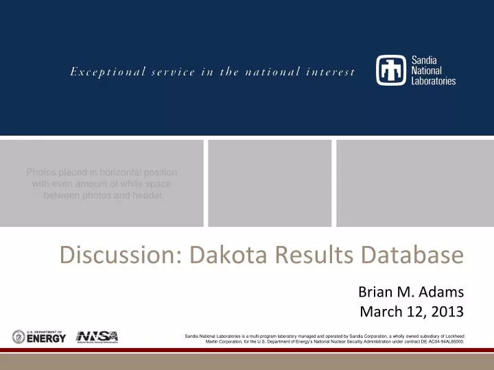 discussion dakota results database