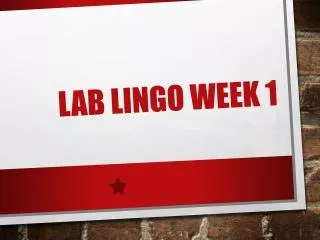 Lab lingo week 1