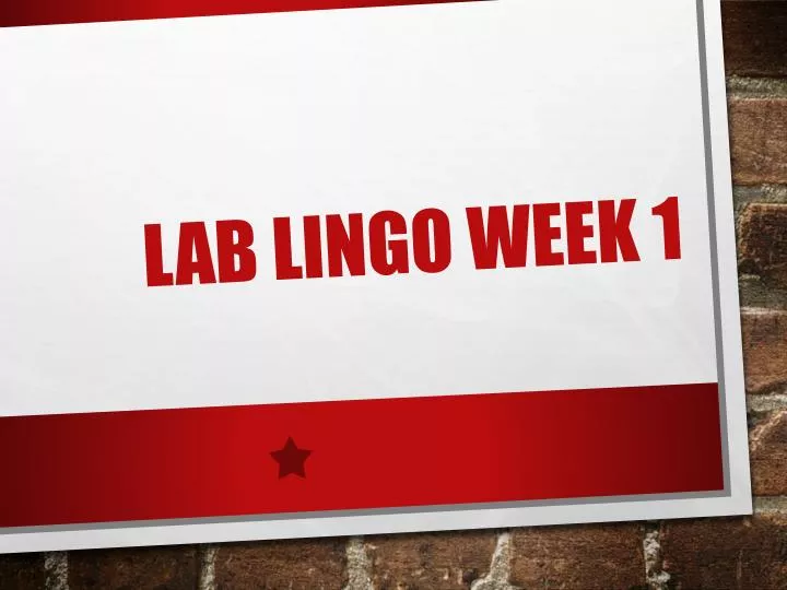 lab lingo week 1