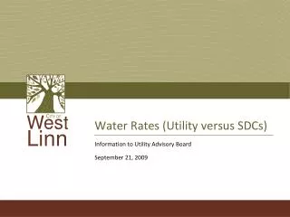 Water Rates (Utility versus SDCs)