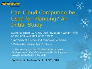 Can Cloud Computing be Used for Planning? An Initial Study