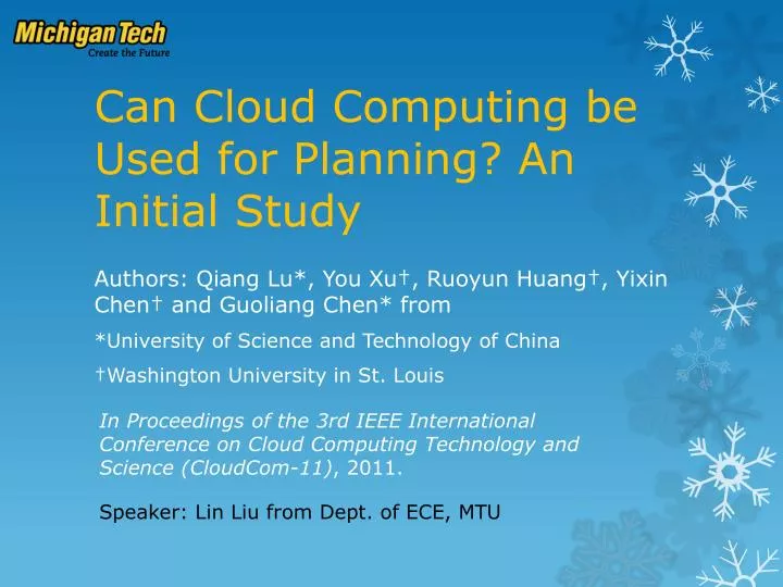 can cloud computing be used for planning an initial study