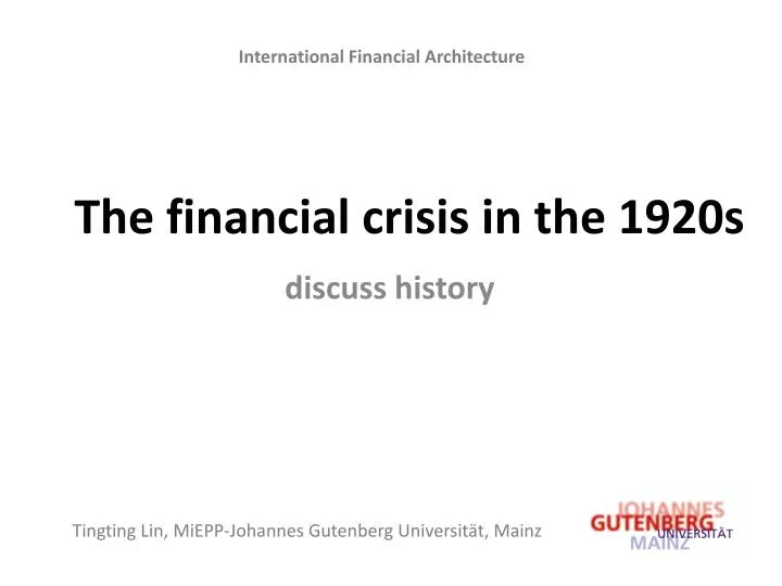 the financial crisis in the 1920s