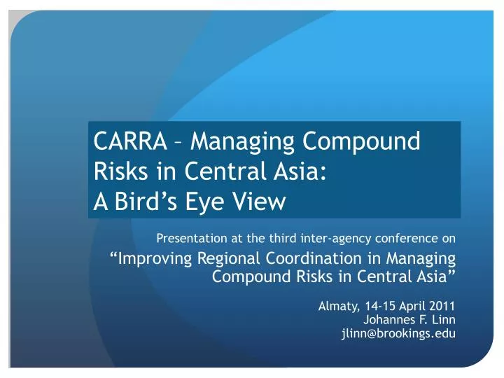 carra managing compound risks in central asia a bird s eye view