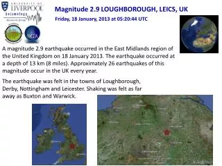 Magnitude 2.9 LOUGHBOROUGH, LEICS, UK