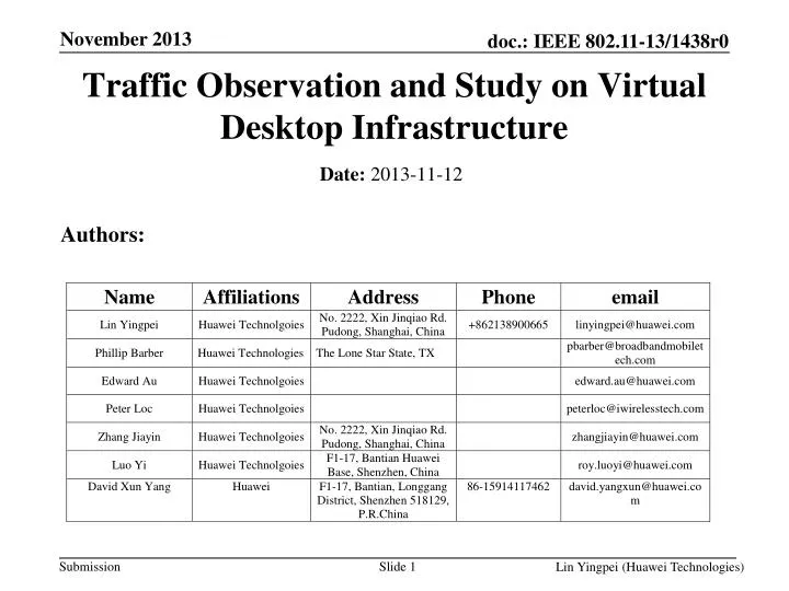 traffic observation and study on virtual desktop infrastructure