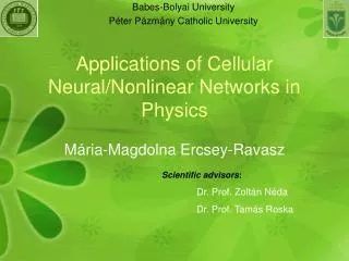 Applications of Cellular Neural/Nonlinear Networks in Physics