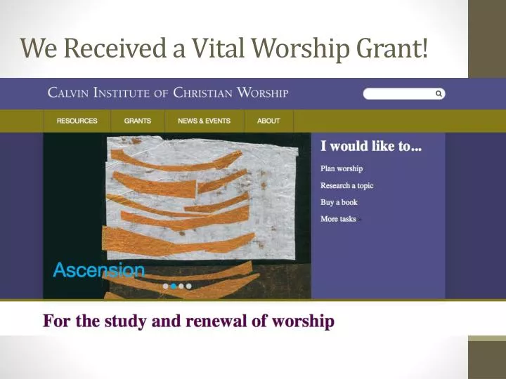 we received a vital worship grant