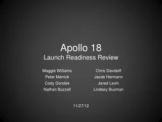 Apollo 18 Launch Readiness Review