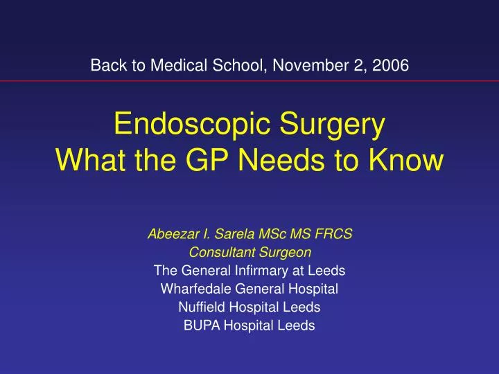 endoscopic surgery what the gp needs to know