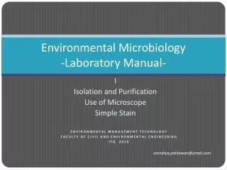 Environmental Microbiology -Laboratory Manual-