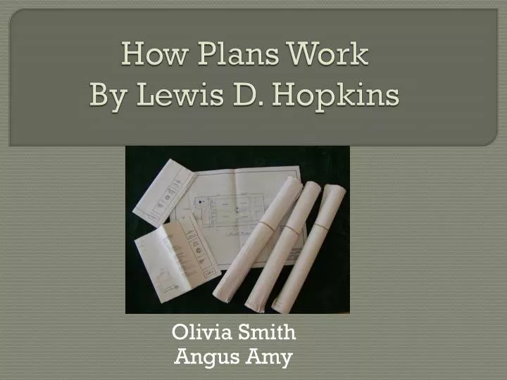 how plans work by lewis d hopkins