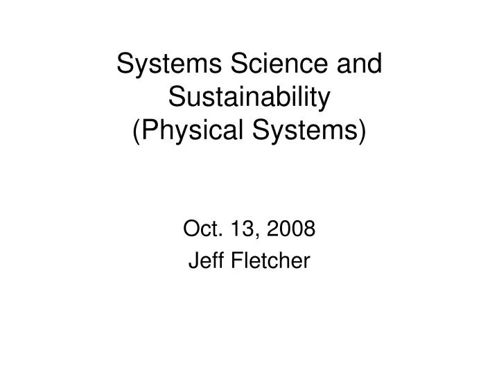 systems science and sustainability physical systems