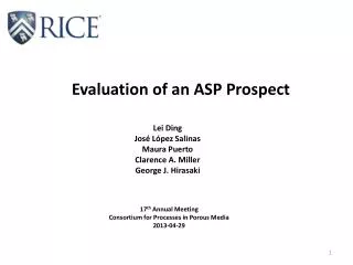 Evaluation of an ASP Prospect