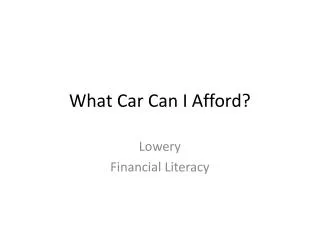 What Car Can I Afford?
