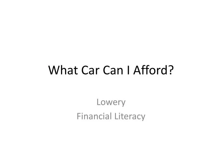 what car can i afford