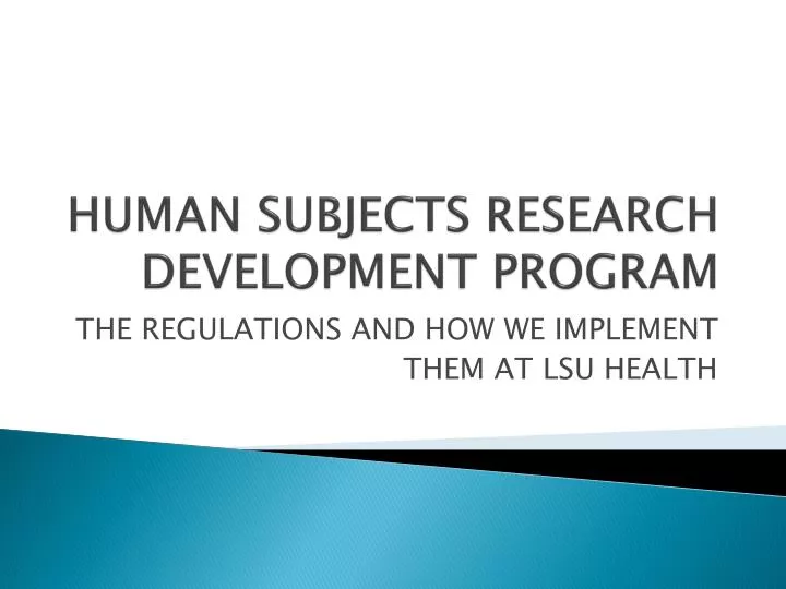 human subjects research development program