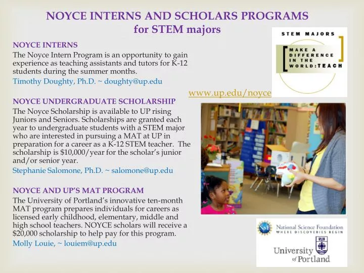 noyce interns and scholars programs for stem majors