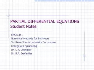 PARTIAL DIFFERENTIAL EQUATIONS Student Notes