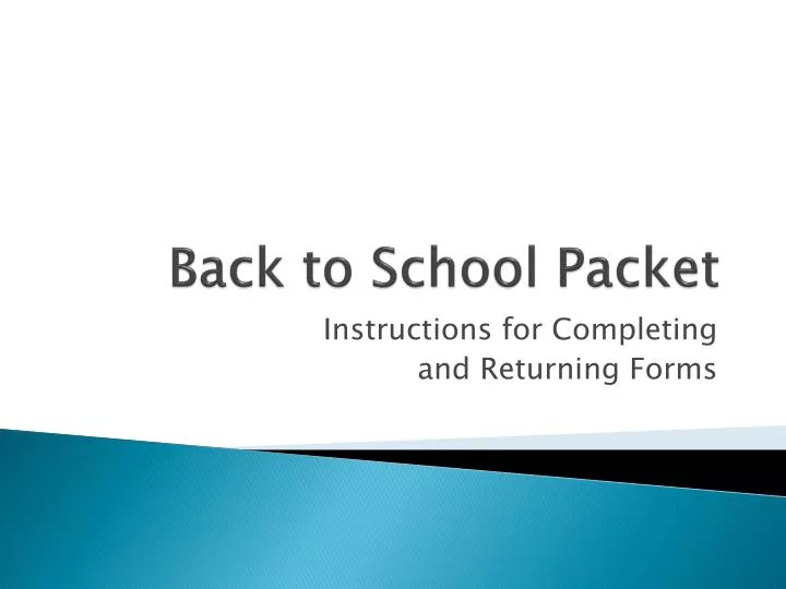 back to school packet
