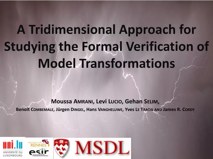 a tridimensional approach for studying the formal verification of model transformations