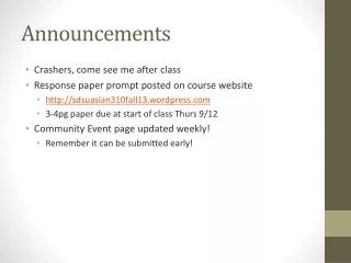 Announcements