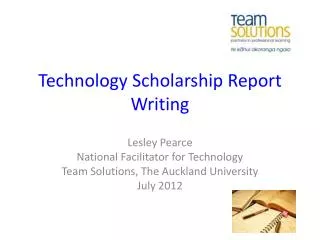 Technology Scholarship Report W riting