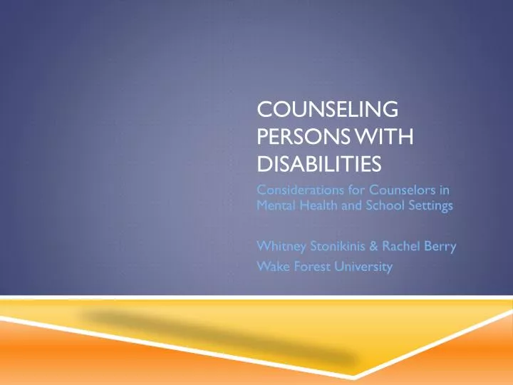 counseling persons with disabilities