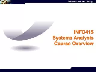 INFO415 Systems Analysis Course Overview