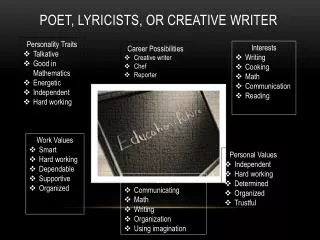 Poet, Lyricists, or Creative Writer