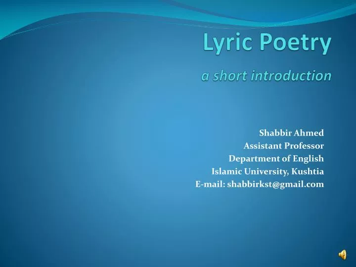 lyric poetry a short introduction
