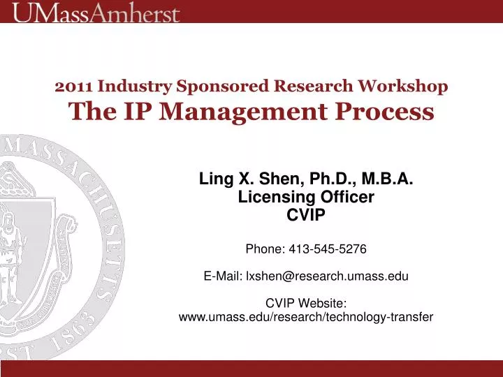 2011 industry sponsored research workshop the ip management process
