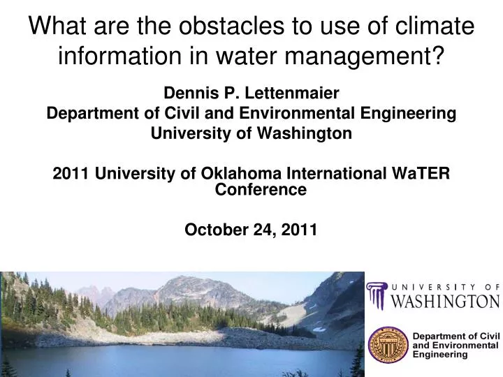 what are the obstacles to use of climate information in water management