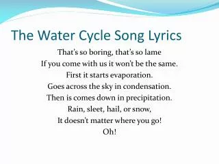 The Water Cycle Song Lyrics