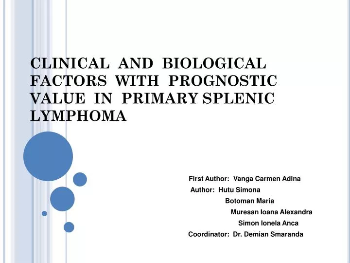 clinical and biological factors with prognostic value in primary splenic lymphoma