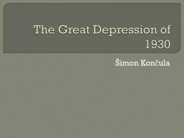 the great depression of 1930