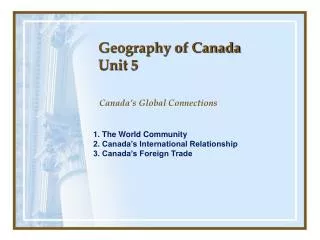 Geography of Canada Unit 5