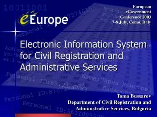 Electronic Information System for Civil Registration and Administrative Services