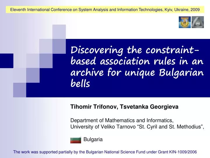 discovering the constraint based association rules in an archive for unique bulgarian bells