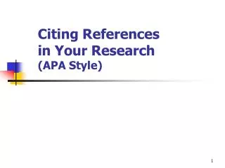 Citing References in Your Research (APA Style)