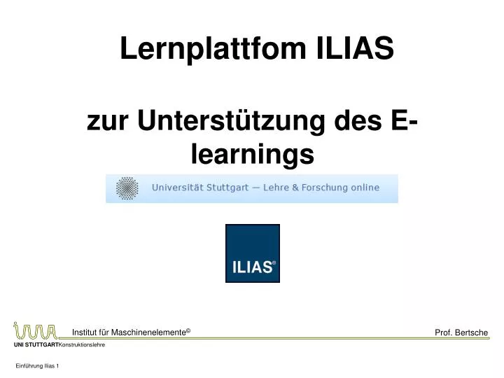 lernplattfom ilias zur unterst tzung des e learnings