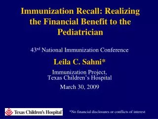 Immunization Recall: Realizing the Financial Benefit to the Pediatrician