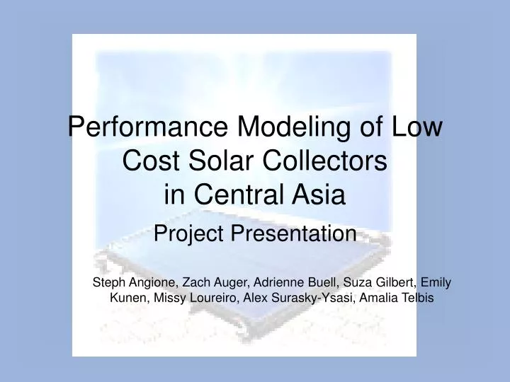 performance modeling of low cost solar collectors in central asia
