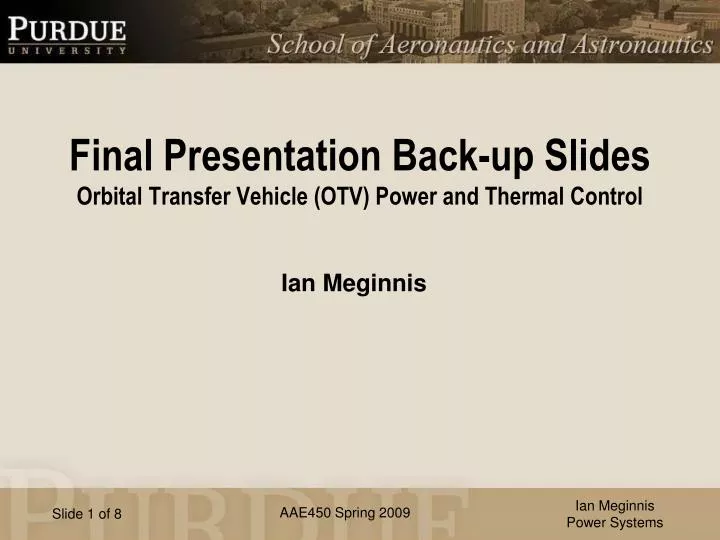 final presentation back up slides orbital transfer vehicle otv power and thermal control