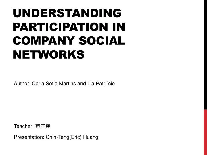 understanding participation in company social networks